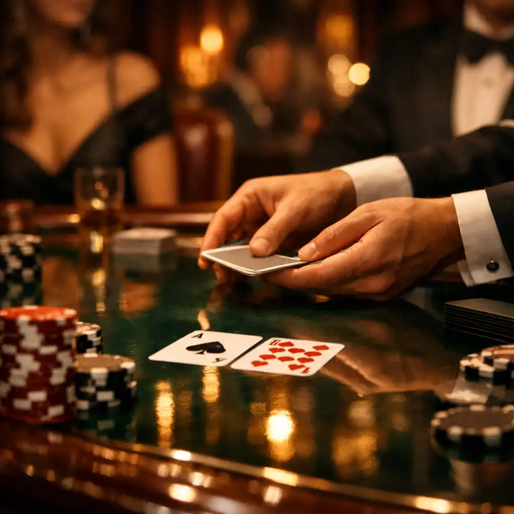 Stół pokerowy podczas eleganckiego wieczoru